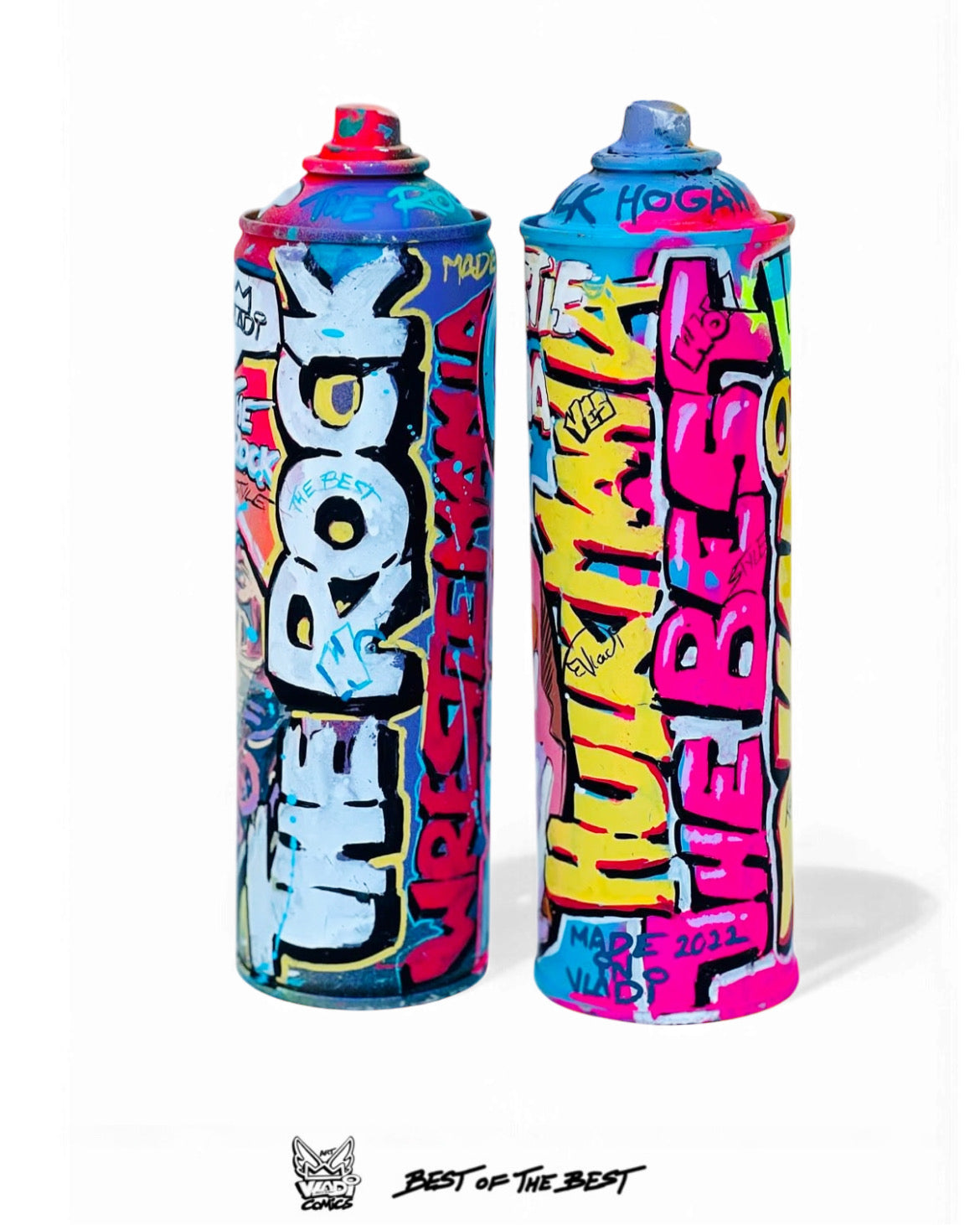 Art VLADI - The Rock vs Hulk Mania - Set Spray Cans - www.vladicomics.com