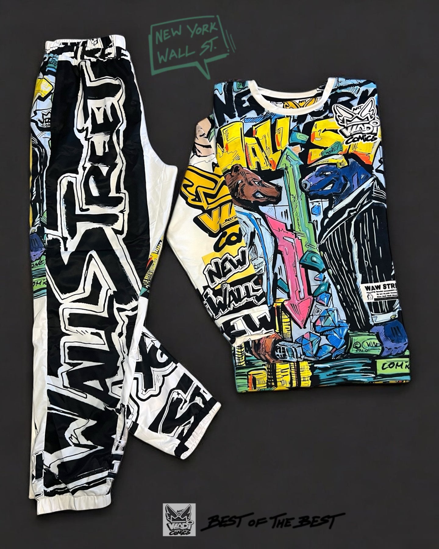 Art VLADI Billionaire - Wall Street Bull Bear Money - Sweatshirt Pants - Match Sets - www.vladicomics.com