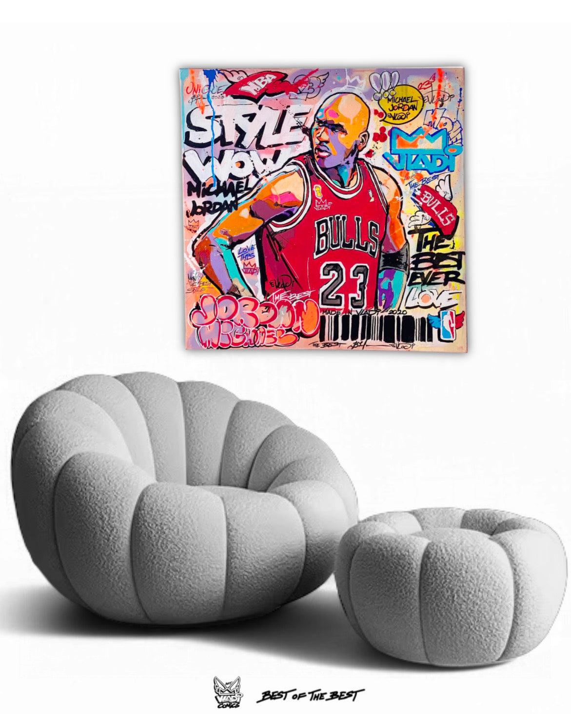 Pop art comic painting of Michael Jordan by Art VLADI Sport.